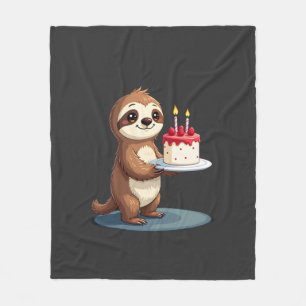Funny Birthday Cake with Sloth Costume for Boys an Fleece Blanket