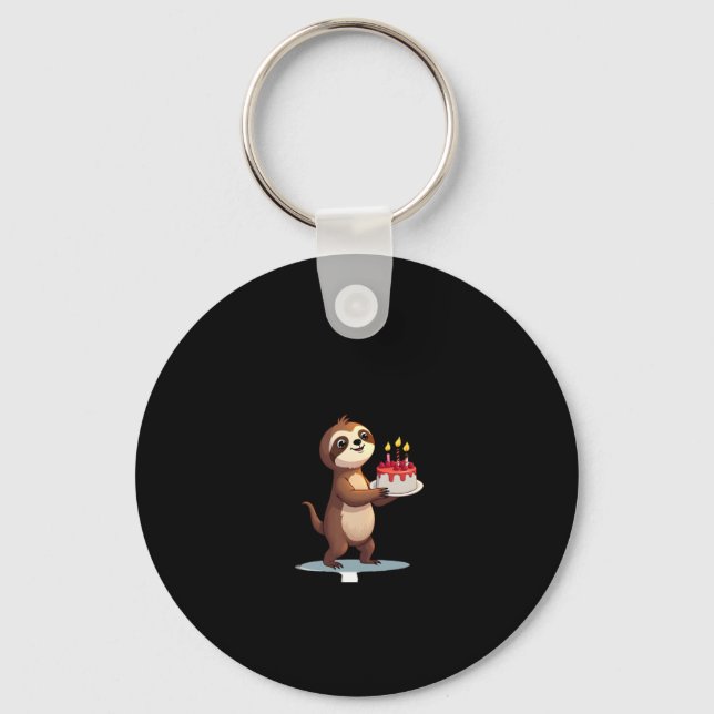 Funny Birthday Cake with Sloth Costume for Boys an Key Ring (Front)