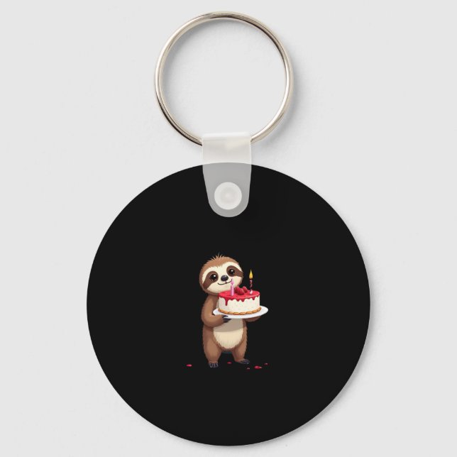 Funny Birthday Cake with Sloth Costume for Boys an Key Ring (Front)