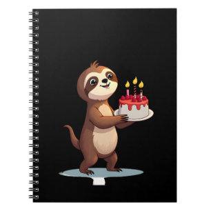 Funny Birthday Cake with Sloth Costume for Boys an Notebook
