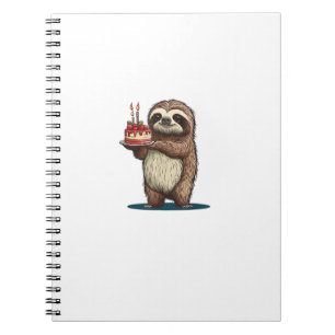 Funny Birthday Cake with Sloth Costume for Boys an Notebook
