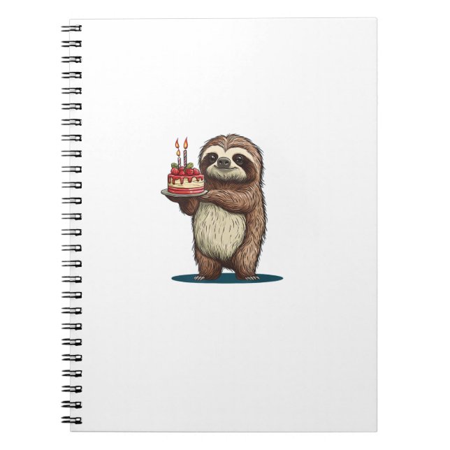 Funny Birthday Cake with Sloth Costume for Boys an Notebook (Front)