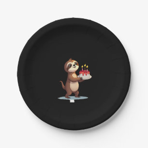 Funny Birthday Cake with Sloth Costume for Boys an Paper Plate