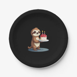 Funny Birthday Cake with Sloth Costume for Boys an Paper Plate