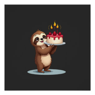 Funny Birthday Cake with Sloth Costume for Boys an Poster