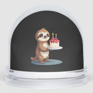 Funny Birthday Cake with Sloth Costume for Boys an Snowglobe