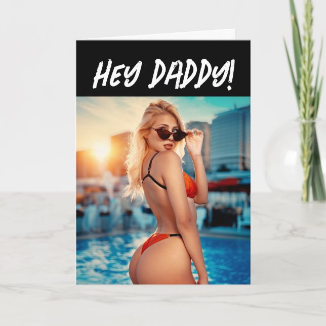 FUNNY BIRTHDAY CARD for him, Bikini Girl (Front)