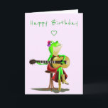 Funny Birthday Card Frog Playing Guitar Music<br><div class="desc">Funny Birthday Cards with Frog Playing Guitar Music - MIGNED Painting Design - Customisable - or Add Your Text / Name with Customisation tool - or Choose Font / Size / Colour !</div>