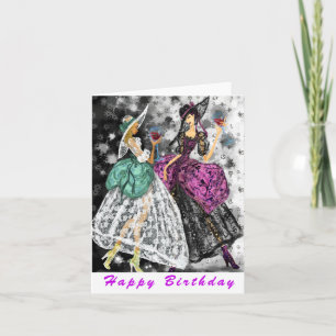 Funny Birthday Card Ladies Drinking Wine - Cheers