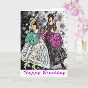 Funny Birthday Card Ladies Drinking Wine - Cheers