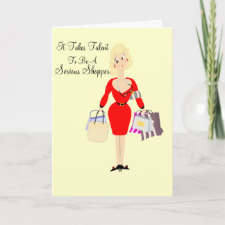 Funny Birthday Card Lady Shopping Theme