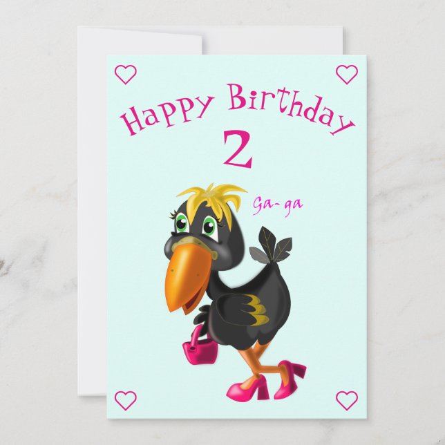 Funny Birthday Card Modern Bird - Customisable (Front)