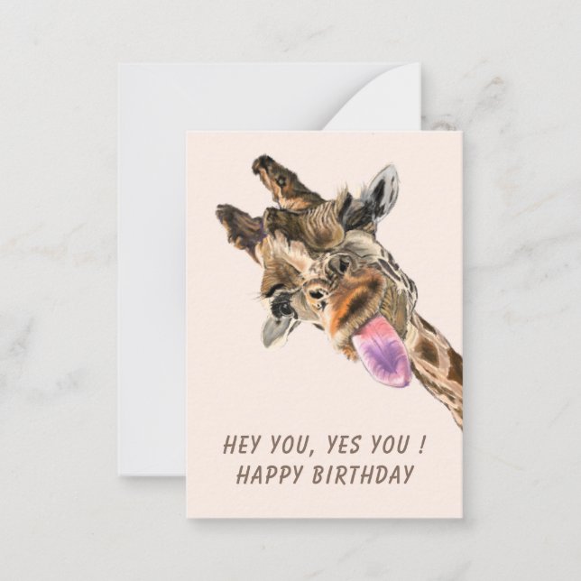  Funny Birthday Card Playful Giraffe - Custom Text (Front)