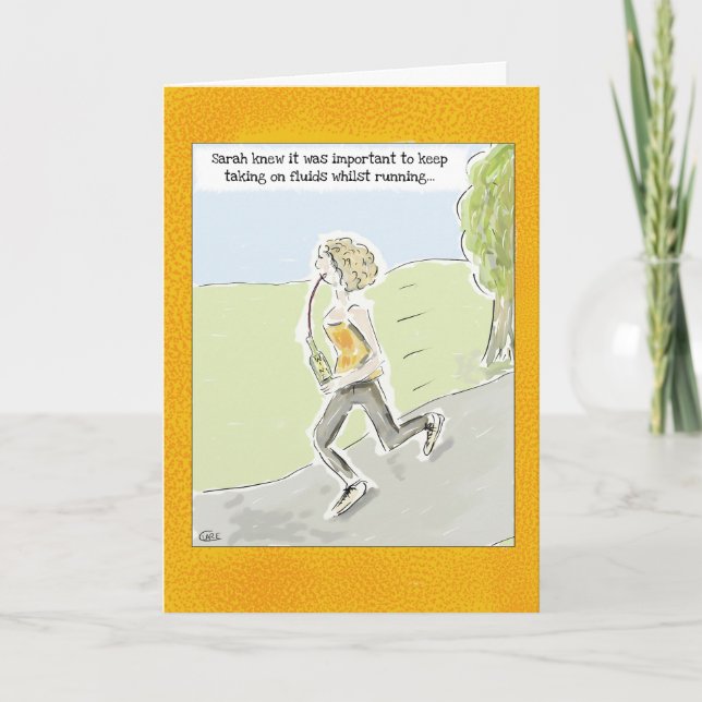 Funny Birthday Card: "Running on Wine..." Card (Front)