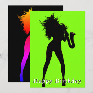 Funny Birthday Card Saxoplhone Player Woman