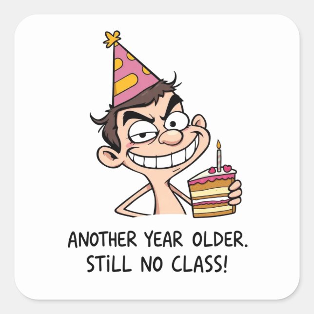 Funny Birthday Card Square Sticker (Front)