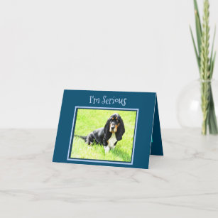 Funny Birthday Card W/Cute Basset Hound Puppy