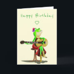 Funny Birthday Card with Frog Guitar Player<br><div class="desc">Frog Playing Guitar Funny Birthday Cards - MIGNED Painting - Customisable</div>