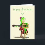 Funny Birthday Card with Frog Guitar Player<br><div class="desc">Frog Playing Guitar Funny Birthday Cards - MIGNED Painting - Customisable</div>