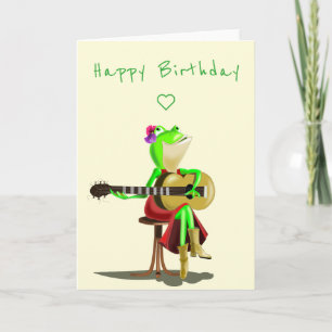 Funny Birthday Card with Frog Guitar Player