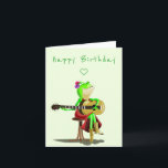Funny Birthday Card with Frog Playing Guitar<br><div class="desc">Frog Playing Guitar Funny Birthday Cards - MIGNED Painting Design - Customisable - or Add Your Text / Name</div>