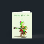 Funny Birthday Card with Frog Playing Guitar<br><div class="desc">Frog Playing Guitar Funny Birthday Cards - MIGNED Painting Design - Customisable - or Add Your Text / Name</div>