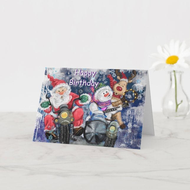 Funny Birthday Card with Happy Christmas Friends (Small Plant)