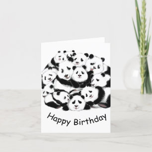 Funny Birthday Card with Happy Pandas