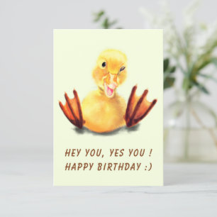 Funny Birthday Card with Playful Duck Custom Text