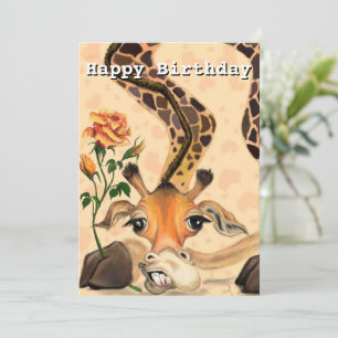Funny Birthday Card with Romantic Giraffe 