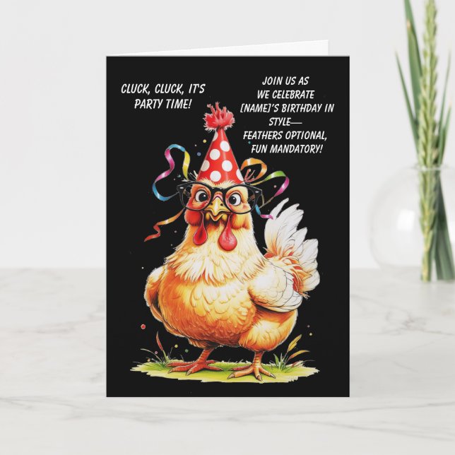 Funny Birthday Card with Stylish Chicken (Front)