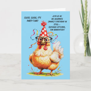 Funny Birthday Card with Stylish Chicken