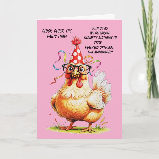 Funny Birthday Card with Stylish Chicken (Front)