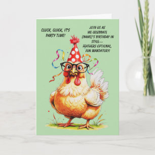 Funny Birthday Card with Stylish Chicken
