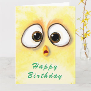 Funny Birthday Card with Surprised Chicken Eyes