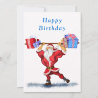Funny Birthday Cards Santa Claus with Gifts