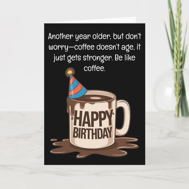 Funny Birthday Coffee Cup Card: Brew-tiful Wishes  Card (Front)