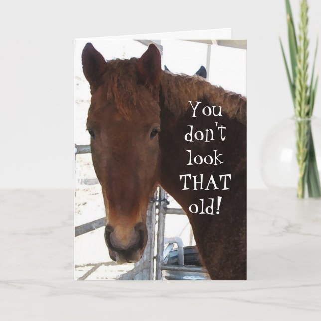 Funny Birthday Compliment TWH Horse Western Card (Front)