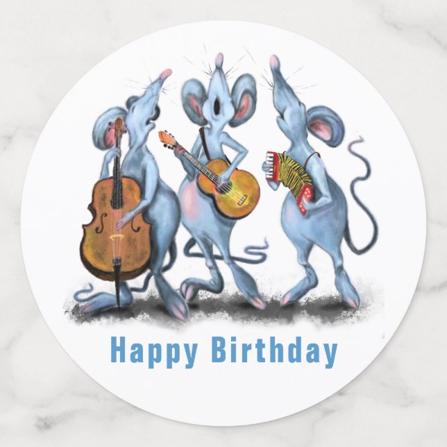 Funny Birthday Confetti with Musical Mouse Band (Large Back)