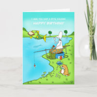 Funny birthday cousin fishing Humour card