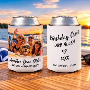 Funny Birthday Crew Custom Photo Can Cooler