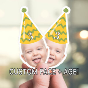 Funny Birthday Face with Party Hat & Custom Age