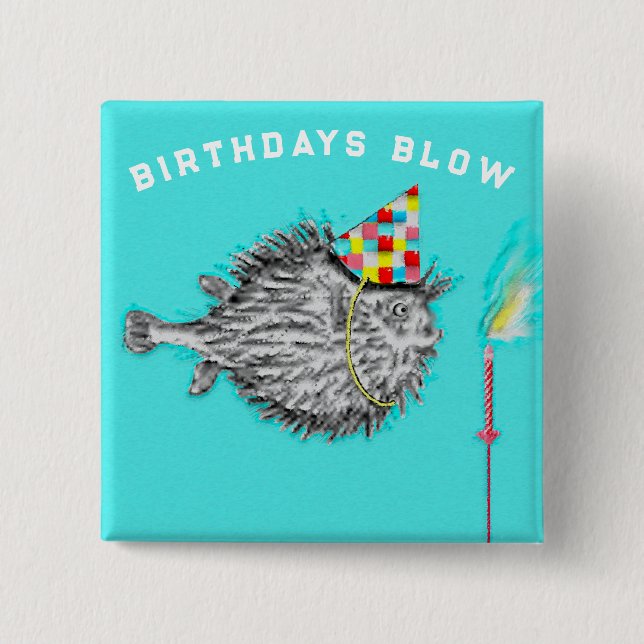 Funny Birthday Fish Wish 15 Cm Square Badge (Front)