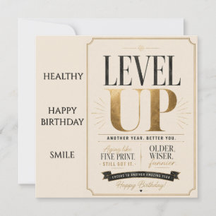 Funny birthday for friends – Age level unlocked Invitation