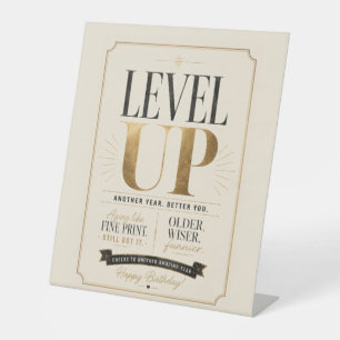 Funny birthday for friends – Age level unlocked Pedestal Sign