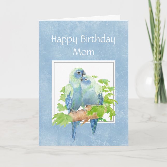 Funny Birthday for Mum Parrot Couple Birds Card (Front)