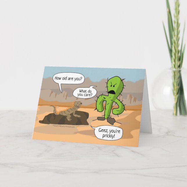 Funny Birthday for Senior Old Person Aging Cactus Card (Front)