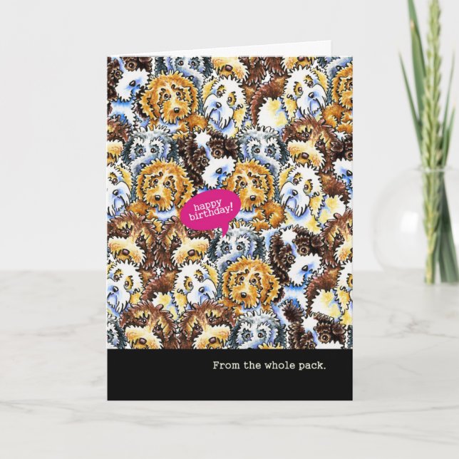 Funny Birthday from Group Mixed Breed Dogs Card (Front)