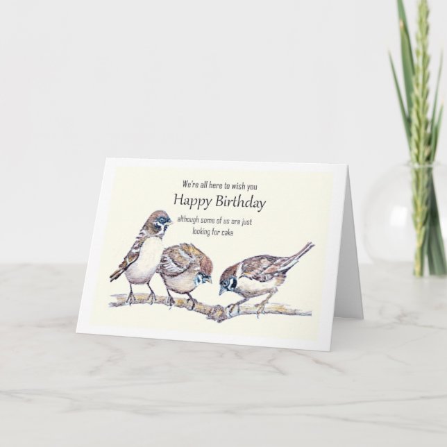 Funny Birthday  from Group Sparrow Bird Card (Front)