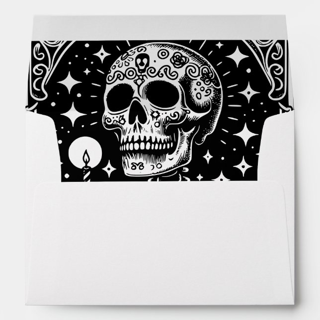 Funny Birthday Gothic Tarot Skeleton  Envelope (Back (Bottom))